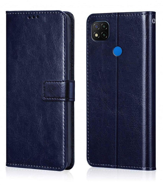 Xiaomi Redmi 9A Flip Cover by NBOX - Blue Viewing Stand and pocket - Blue