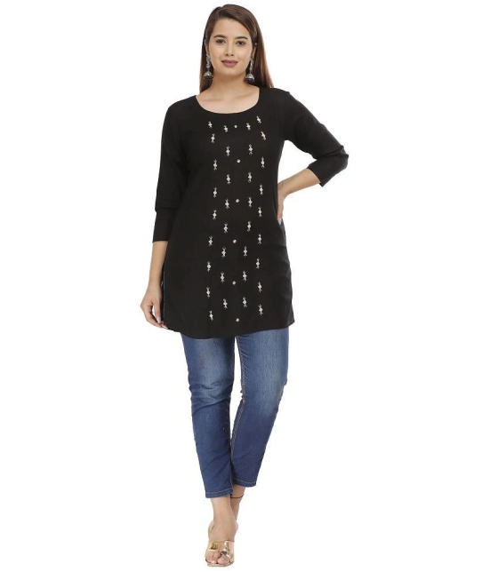 JC4U - Black Rayon Womens Straight Kurti ( Pack of 1 ) - None