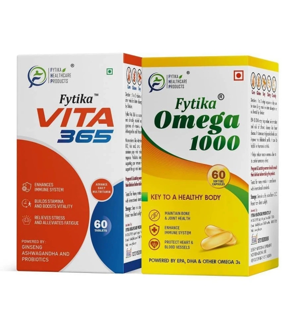 Fytika Vita 365- 60 Tabs + Omega 1000- 60 Caps, Combo Pack - (Pack of 2)