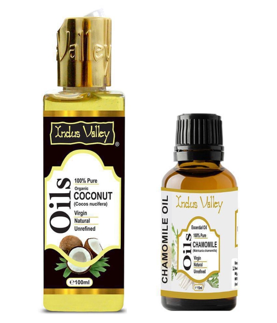 Indus Valley Pure Chamomile Essential Oil & Coconut Carrier Oil For Moisturising Skin Moisturizer Combo Pack