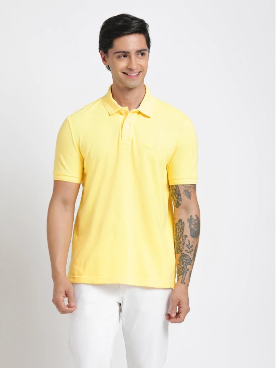 Light Yellow Polo Cotton T-Shirt-XL / Yellow