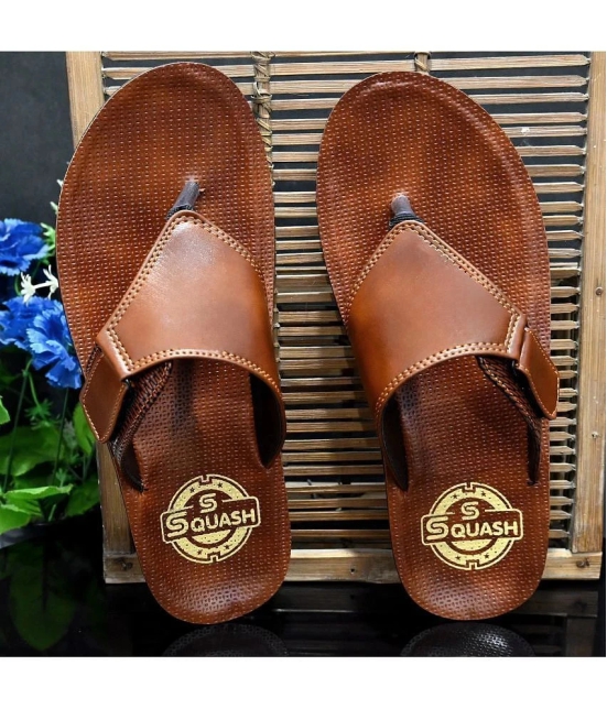 Squash - Brown Mens Leather Slipper - None