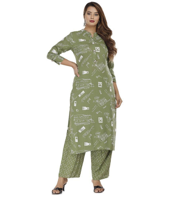 JC4U - Green Straight Rayon Womens Stitched Salwar Suit ( Pack of 1 ) - M