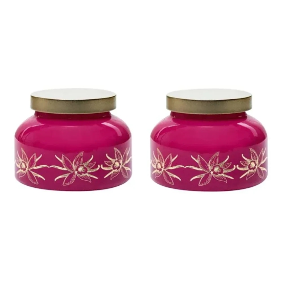 Yera Viviana 760 ML Glass Storage Jar with Metallic Lid | Set of 2 Pcs Pink