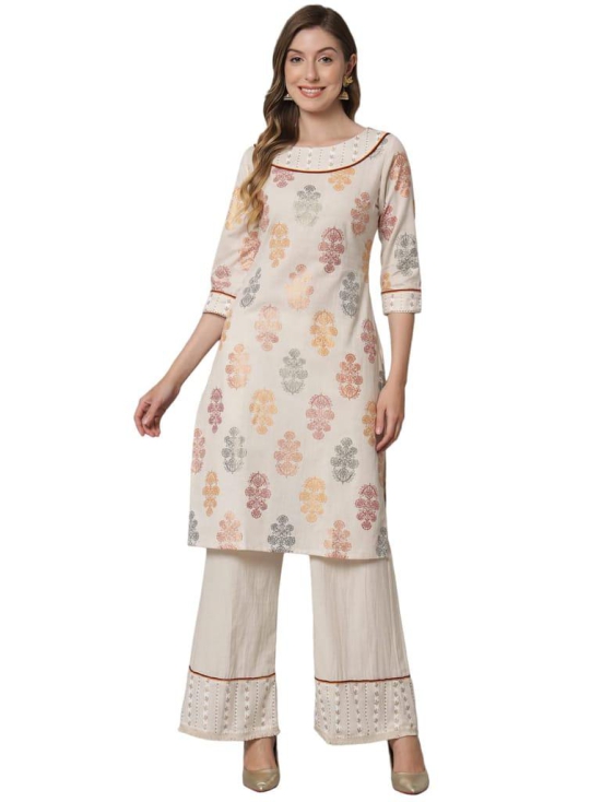 SHOPPING QUEEN Women's Khadi Straight Kurta with Palazzo