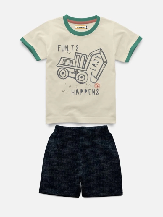 Half Sleeve With Rib Printed T-shirt with Comfy Solid Shorts for Infants & Girls - Pack of 2 (1 T-shirt & 1 short)