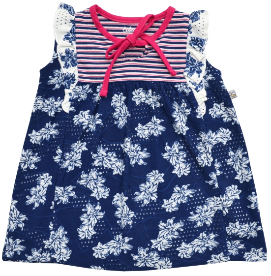 Allover Flower Print Navy Sleeveless Dress (94% Polyester 6% Elasthan)