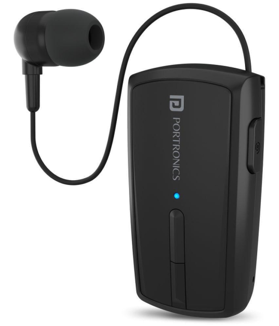 Portronics Harmonics Klip 4:Retractable Bluetooth Earphone ,Black (POR 1102) - Black