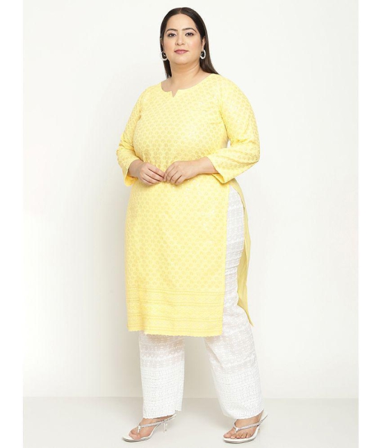 Queenley - Yellow Cotton Women's Straight Kurti ( Pack of 1 ) - None