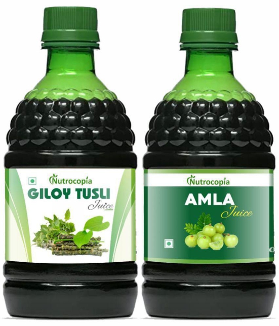 NUTROCOPIA Giloy Tulsi Juice & Amla Juice Maintain Sugar Level Pack of 2 of 400 ML(800 ML)