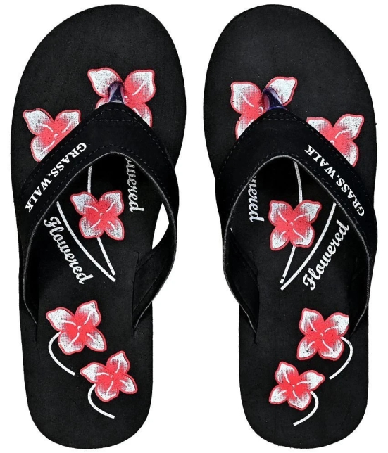 GRASS WALK - Black Womens Thong Flip Flop - None