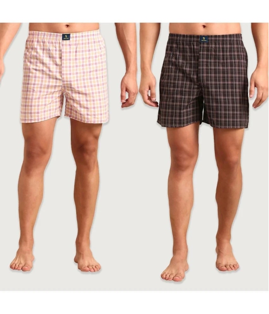 Joven Multicolor BOXER SHORTS Cotton Mens Boxer- ( Pack of 2 ) - None