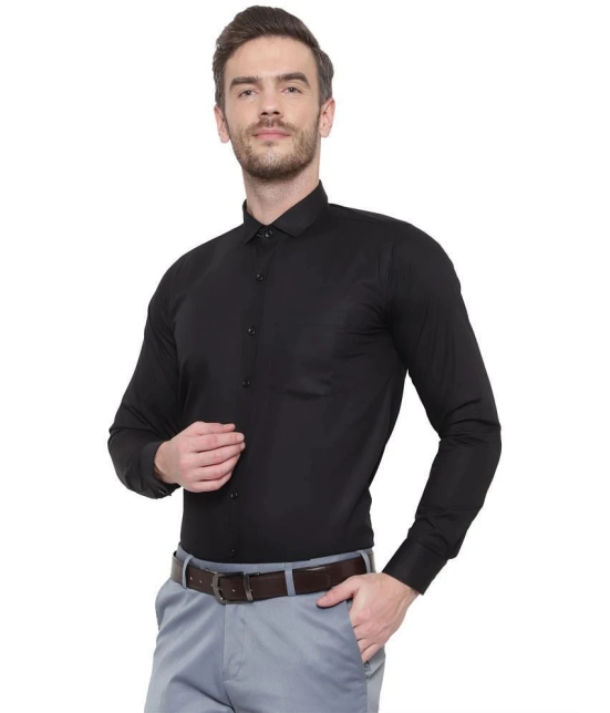 SREY - 100% Cotton Slim Fit Black Mens Formal Shirt ( Pack of 1 ) - None