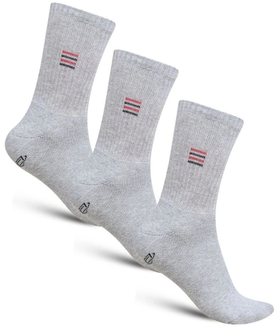 Dollar - Cotton Mens Solid Light Grey Mid Length Socks ( Pack of 3 ) - Light Grey