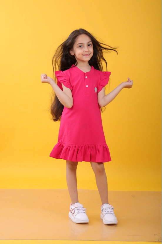 SILVER HEART PINK RUFFLE DRESS - PINK-10-12 YEARS / 1N / PINK