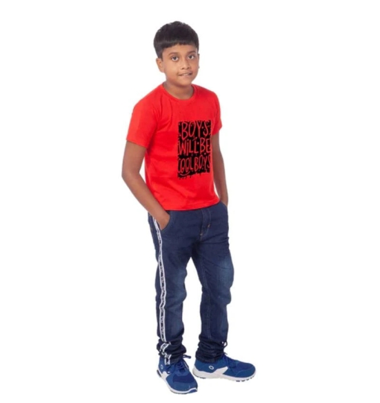 Boys Cotton Will Be Cool Half Sleeve TShirt (Red) PID41485