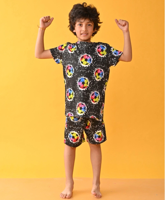 FOOTBALL BLACK SLEEPWEAR SHORT SET- BLACK-2-3 YEARS / 2N / BLACK