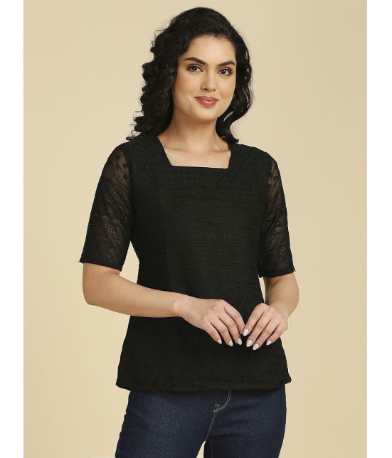 gufrina Black Georgette Womens Regular Top ( Pack of 1 ) - None