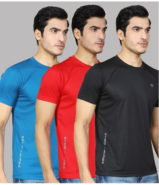 Supersquad Polyester Regular Fit Solid Half Sleeves Mens T-Shirt - Multicolor ( Pack of 3 ) - None