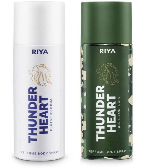 Riya Thunder Heart White & Green Deodorant Spray & Perfume For Men 300 ( Pack of 2 )