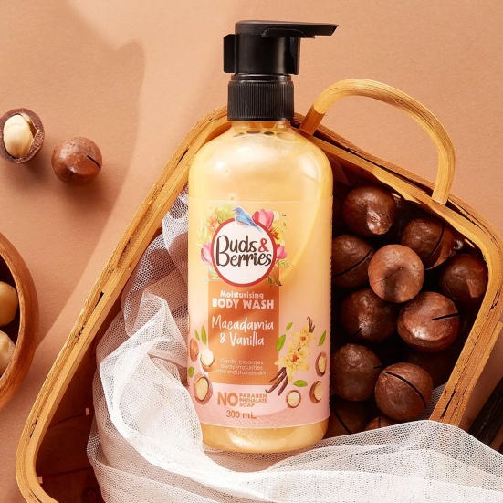 Buds&Berries Macadamia and Vanilla Moisturizing Bodywash - 300 ml