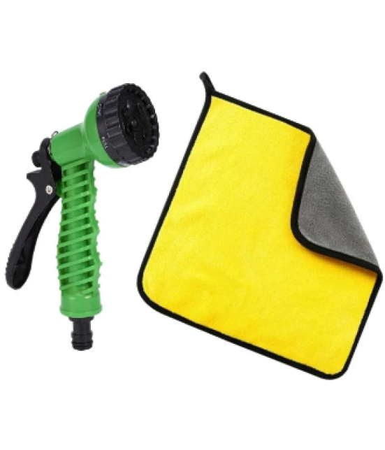 HOMETALES Combo 7 Pattern Water Spray Gun And Microfiber Cloth 600 GSM ( Pack Of 2 )