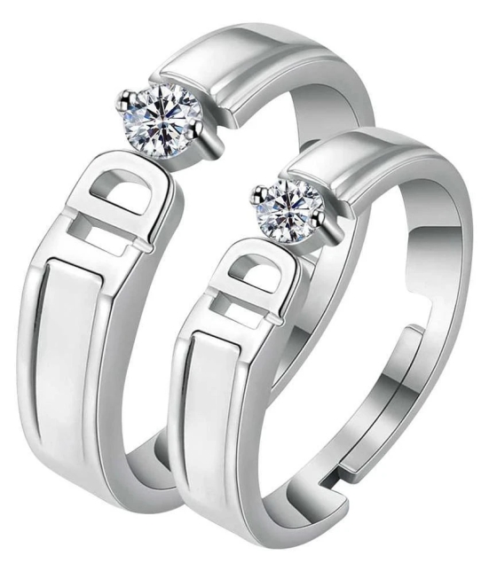 SILVERSHINE Silverplated Exclusive I DO Solitaire His and Her Adjustable proposal couple ring For Men And Women Jewellery - None