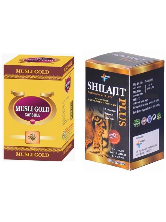 Shilajit Plus Ayurvedic Capsule 30 no.s & Surjichem Musli gold Capsule 30no.s pack of 1 Combo