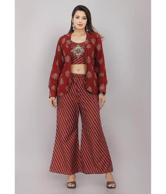 JC4U - Maroon Jacket Style Rayon Women's Stitched Salwar Suit ( Pack of 1 ) - None