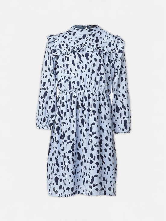 Oxolloxo Blue Animal Satin Shirt Dress