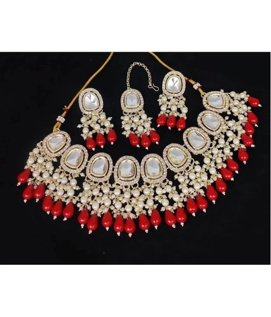 Padmavati Bangles Red Alloy Necklace Set ( Pack of 1 ) - Red