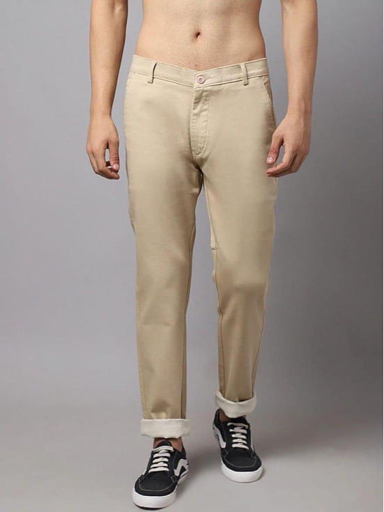 Rodamo Men Beige Slim Fit Chinos Trouser