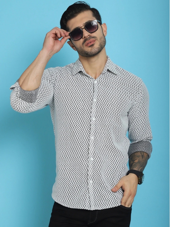 Woven Design  Cotton Shirt for Men-XXL / White