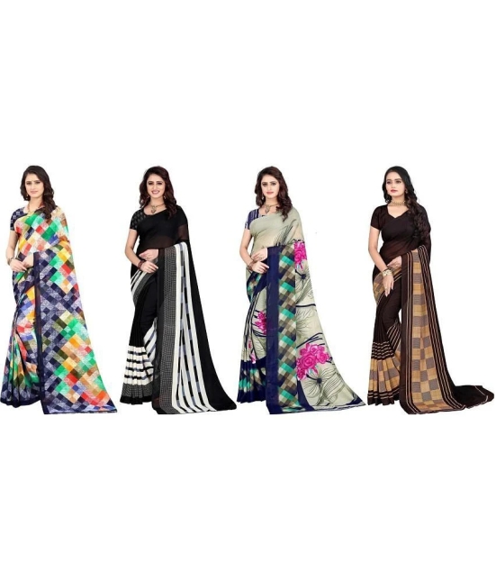 LEELAVATI - Multicolor Georgette Saree With Blouse Piece ( Pack of 4 ) - Multicolor