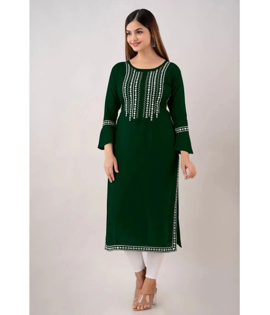 Kapadia - Green Rayon Womens Straight Kurti ( Pack of 1 ) - None