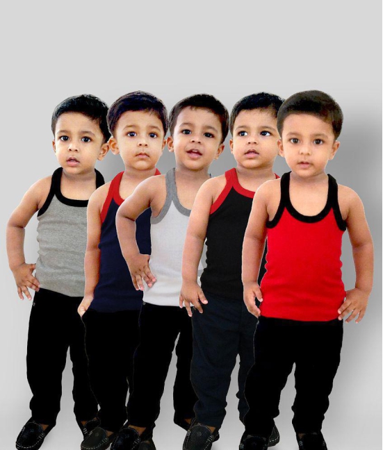 HAP KINGS BOYS MULTICOLOUR RIB  VEST  PACK (PACK OF 5) - None