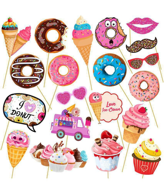 Zyozi  20 Pcs Donut Photo Booth Props,Donut Time Zyoziques for Girl Doughnut Birthday Party Supplies / Donut Birthday Party Supplies,Donut Photo Booth Props for Girls,Birthday Party,Baby Sho