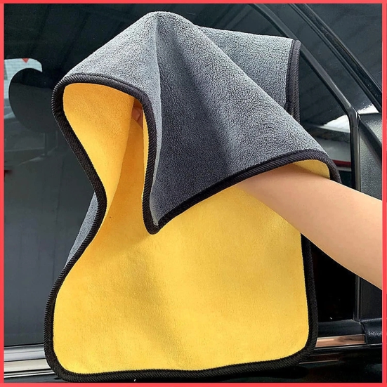 Uttamrobotics Microfibre Car Cloth (60x30 cm + 30x30 cm) ,Thick Plush Lint & Streak-Free Multipurpose Double-Sided Cloths Automotive Towels for Car Bike Cleaning Polishing Washing & Detailing (Pack of 2)