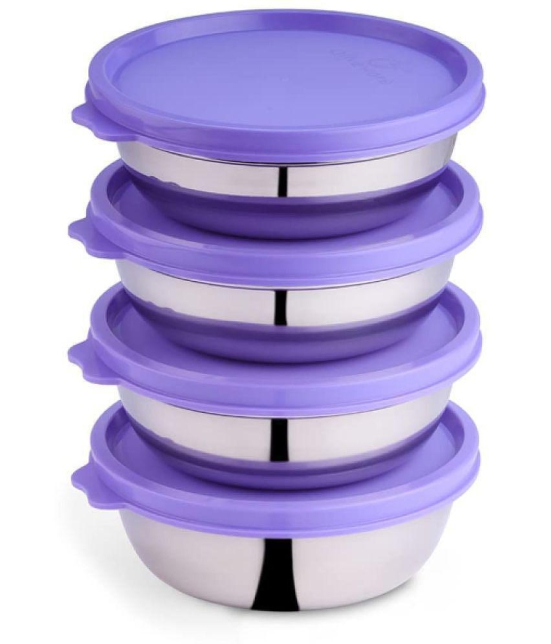 Oliveware - Steel Purple Food Container ( Set of 4 ) - Purple