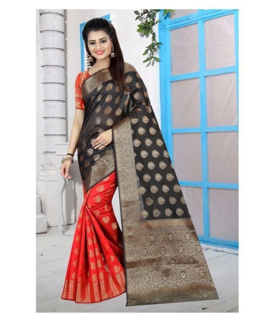 Gazal Fashions - Multicolor Banarasi Silk Saree With Blouse Piece ( Pack of 1 )