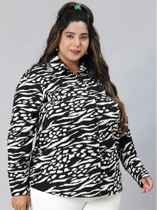 Oxolloxo Plus Size Relaxed Animal Printed Casual Shirt