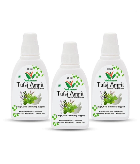 Vaddmaan Tulsi Amrit - 3 x 30 ml - Panch Tulsi Ark Drops - Pure Organic Concentrated Extract of 5 Rare Tulsi for Natural Immunity Boosting & Cough and Cold Relief