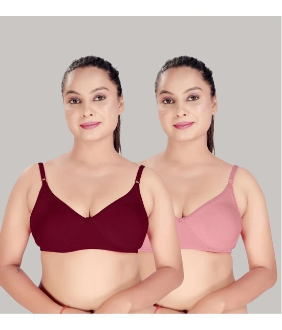 HAYA Pack of 2 Cotton Non Padded Womens Everyday Bra ( Multicolor ) - None