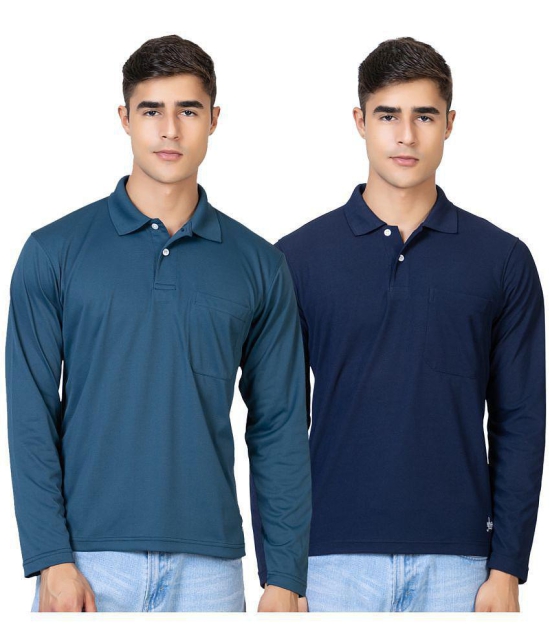 YHA - Blue Cotton Blend Regular Fit Men's T-Shirt ( Pack of 2 ) - None