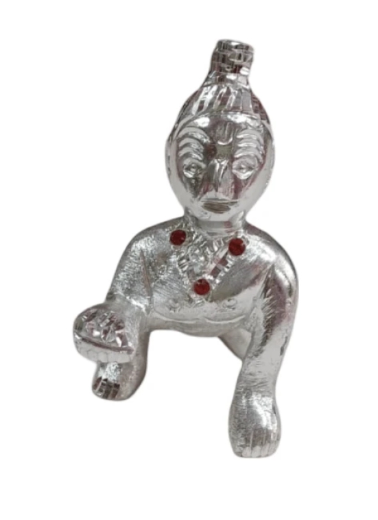 Bal Krishna Silver Plated Idol Statue