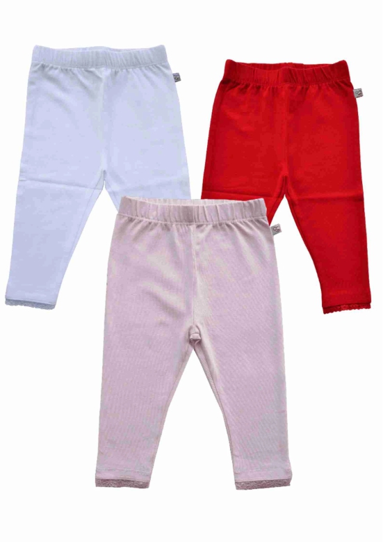 3 pc Combo Leggings (Red+White+Lt.Pink)