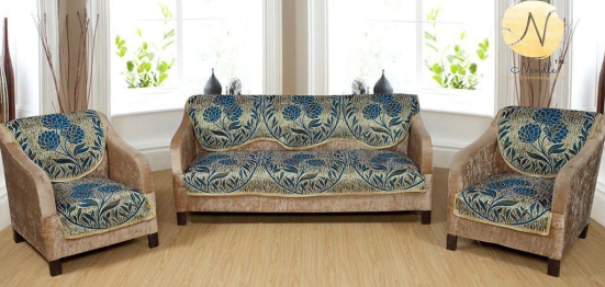 Nendle? 5 Seater Sofa Cover Set - Size - Sky Blue