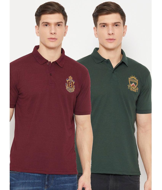 UBX Polyester Regular Fit Solid Half Sleeves Mens Polo T Shirt - Maroon ( Pack of 2 ) - None