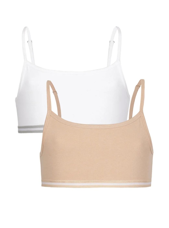 Girls Beginners Bra White & Nude color combo pack of 2-13-14 Years