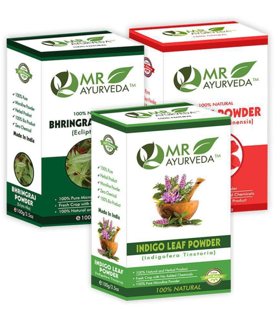 MR Ayurveda Indigo, Bhringraj and Hibiscus Powder Hair Scalp Treatment 300 g Pack of 3